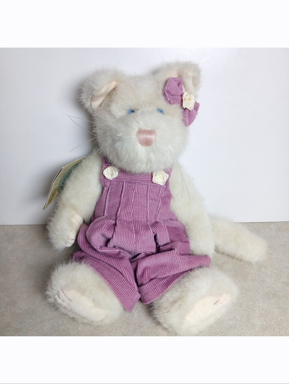 New!Boyds Bears Purple Corduroy Overalls 12" Kitty Kattelina Purrsley Plush Cat